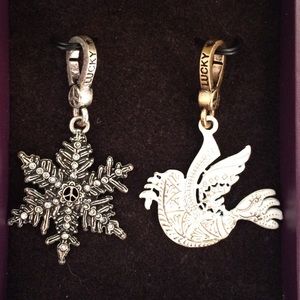 Lucky Winter Charms.  Snowflake and Dove